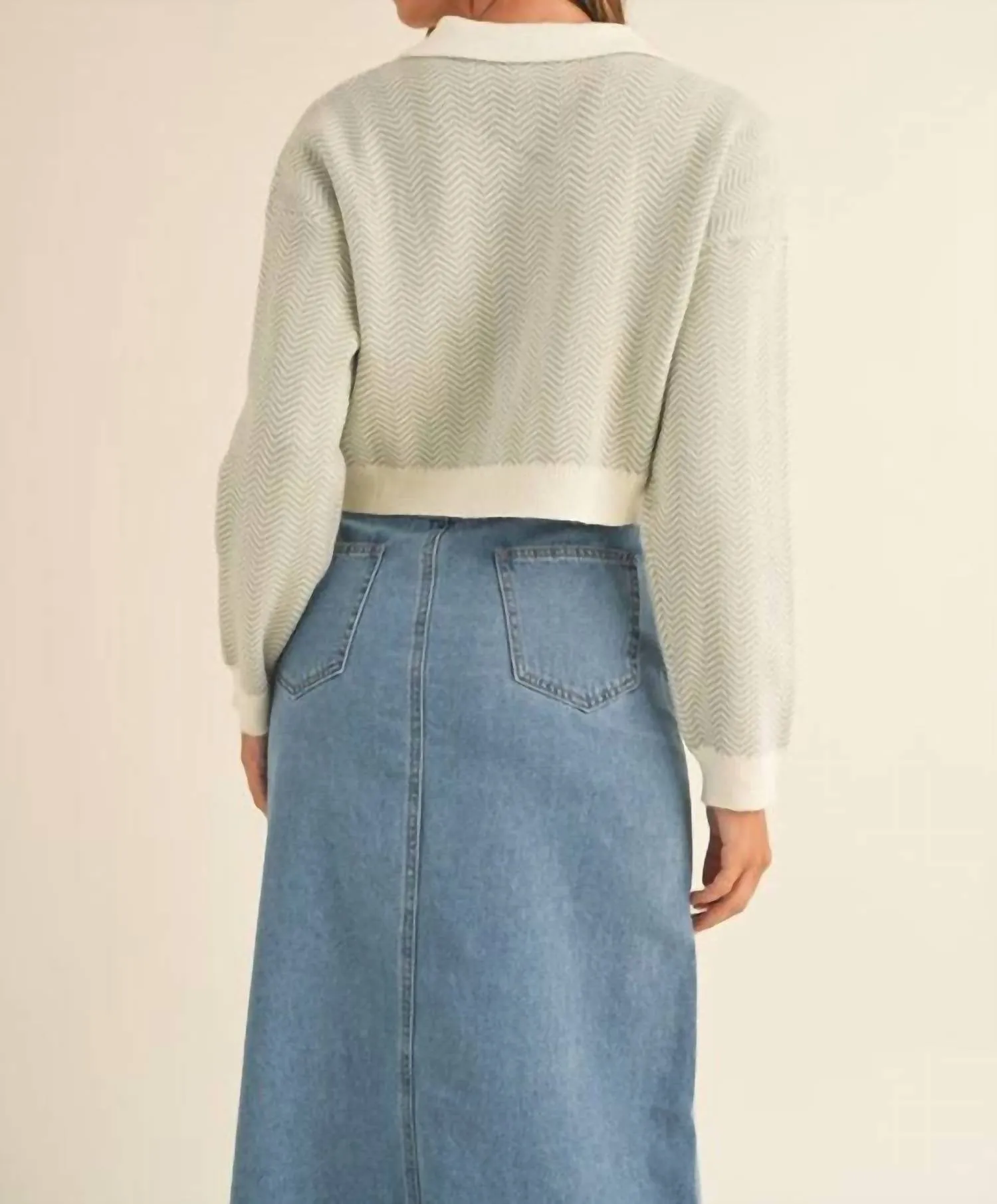 Front Slit Midi Denim Skirt In Blue