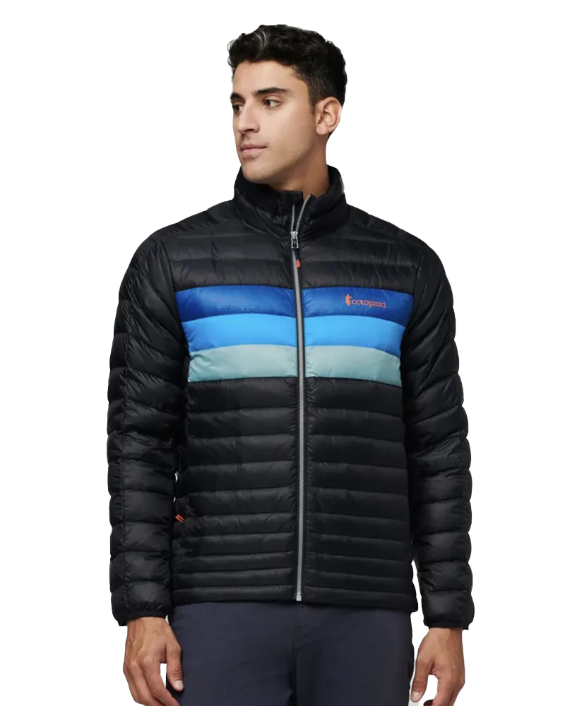 Fuego Down Jacket in Black & Pacific Stripe