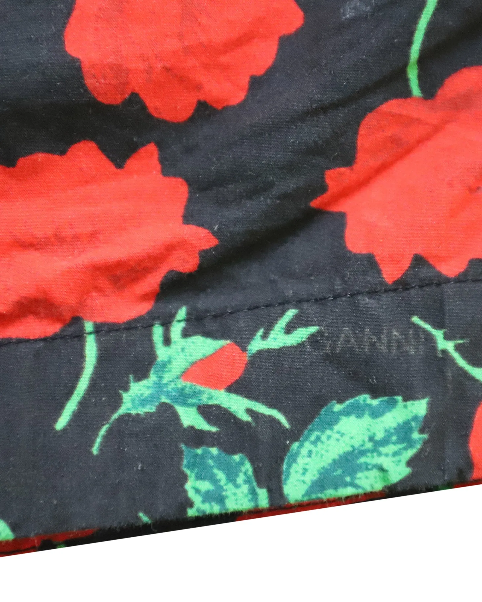 Ganni Rose Print Shorts in Black Cotton