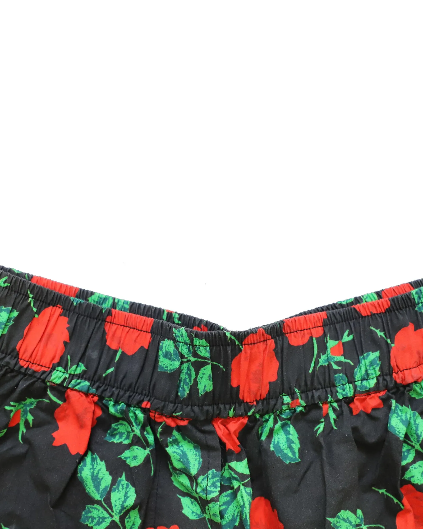 Ganni Rose Print Shorts in Black Cotton