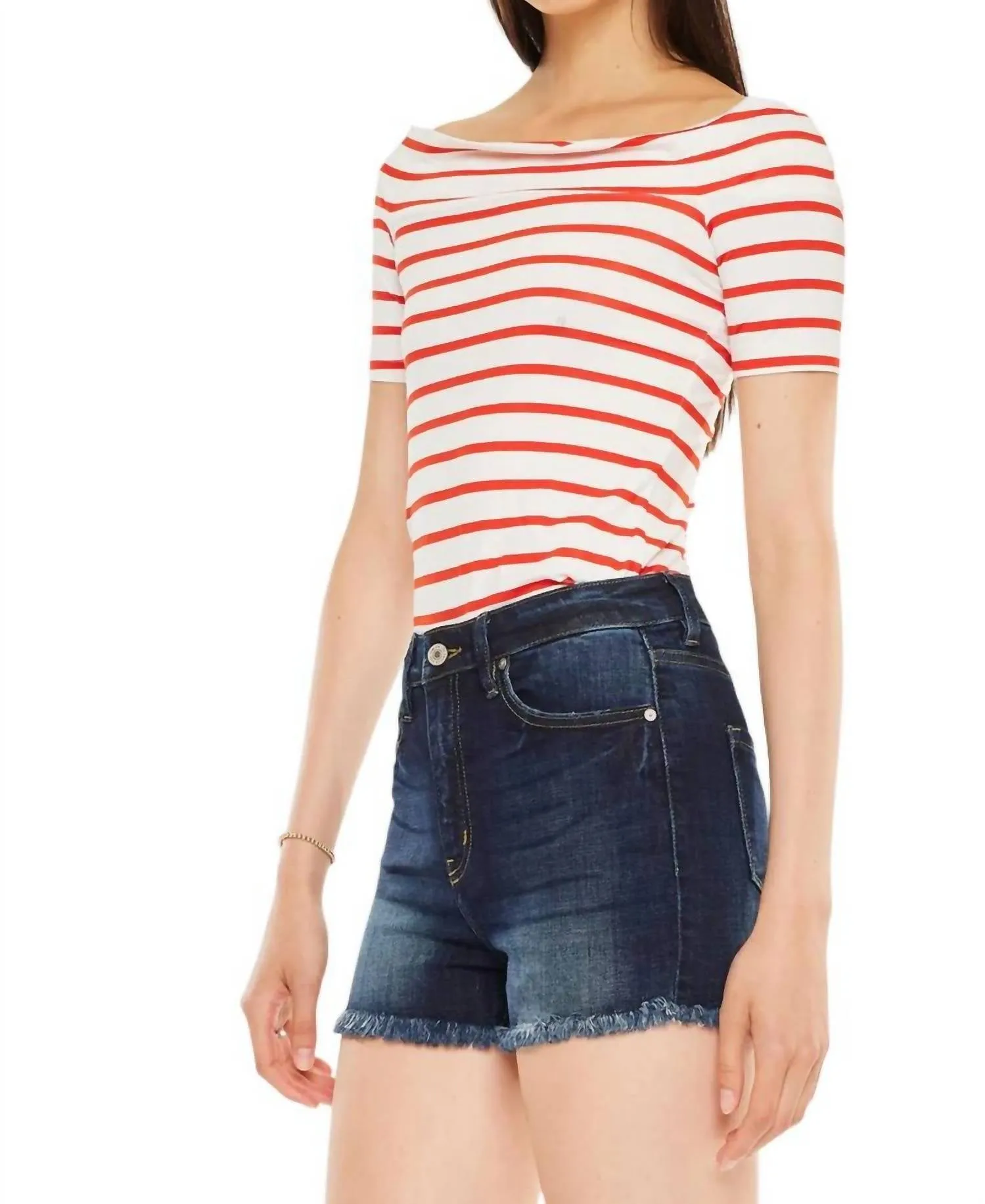 Gemini High Rise Shorts In Dark Wash