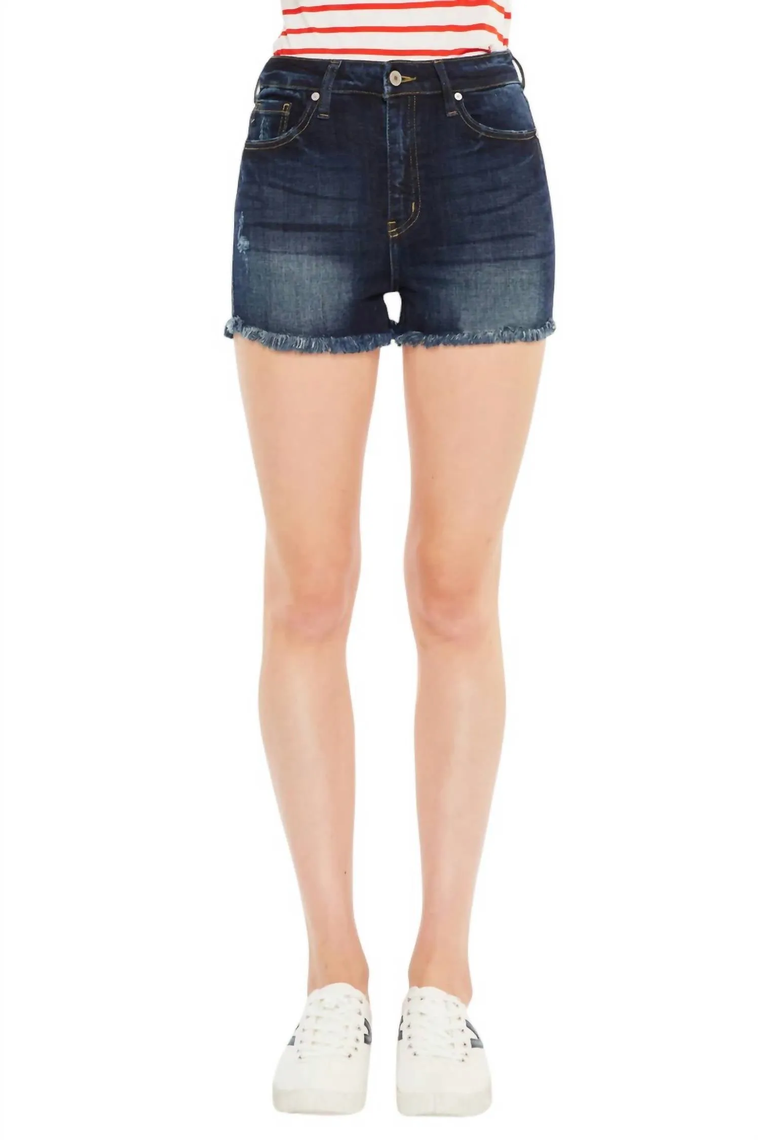 Gemini High Rise Shorts In Dark Wash