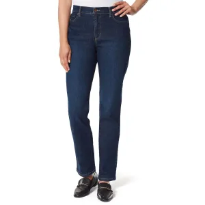 Gloria Vanderbilt Womens Petites Amanda High Rise Dark Wash Straight Leg Jeans