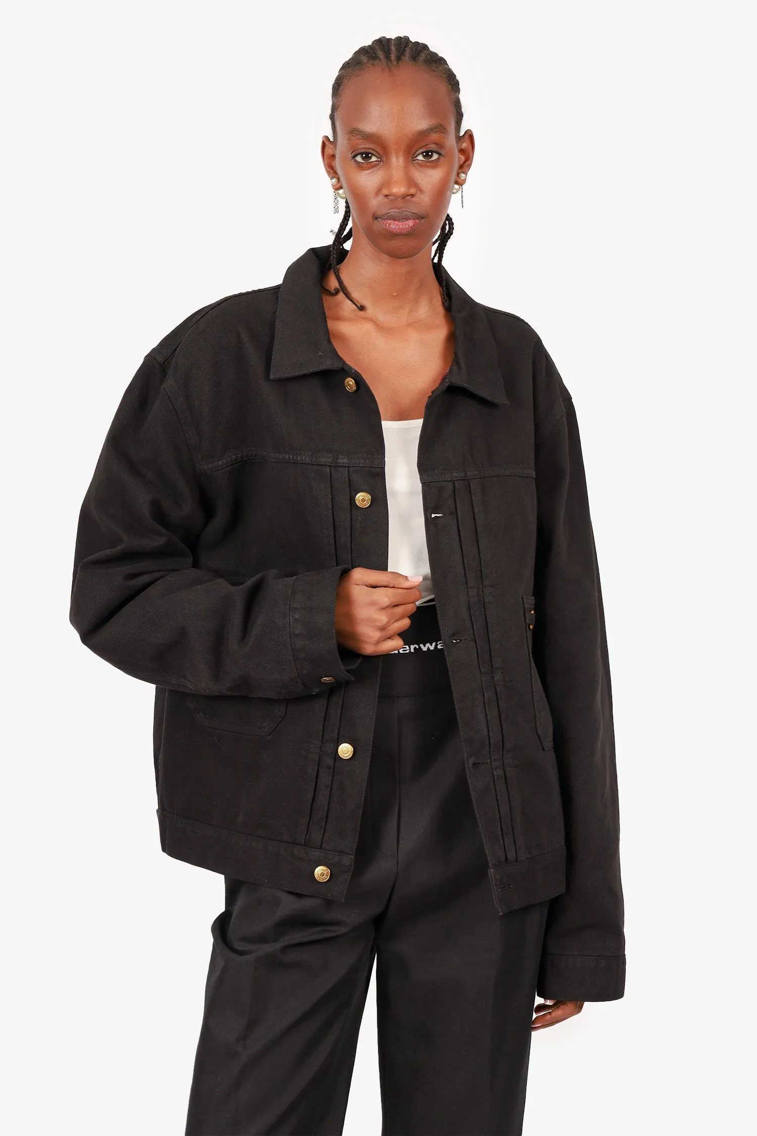 Gucci Black Washed/Dyed Denim 1955 Horsebit Jacket Size 56 Mens