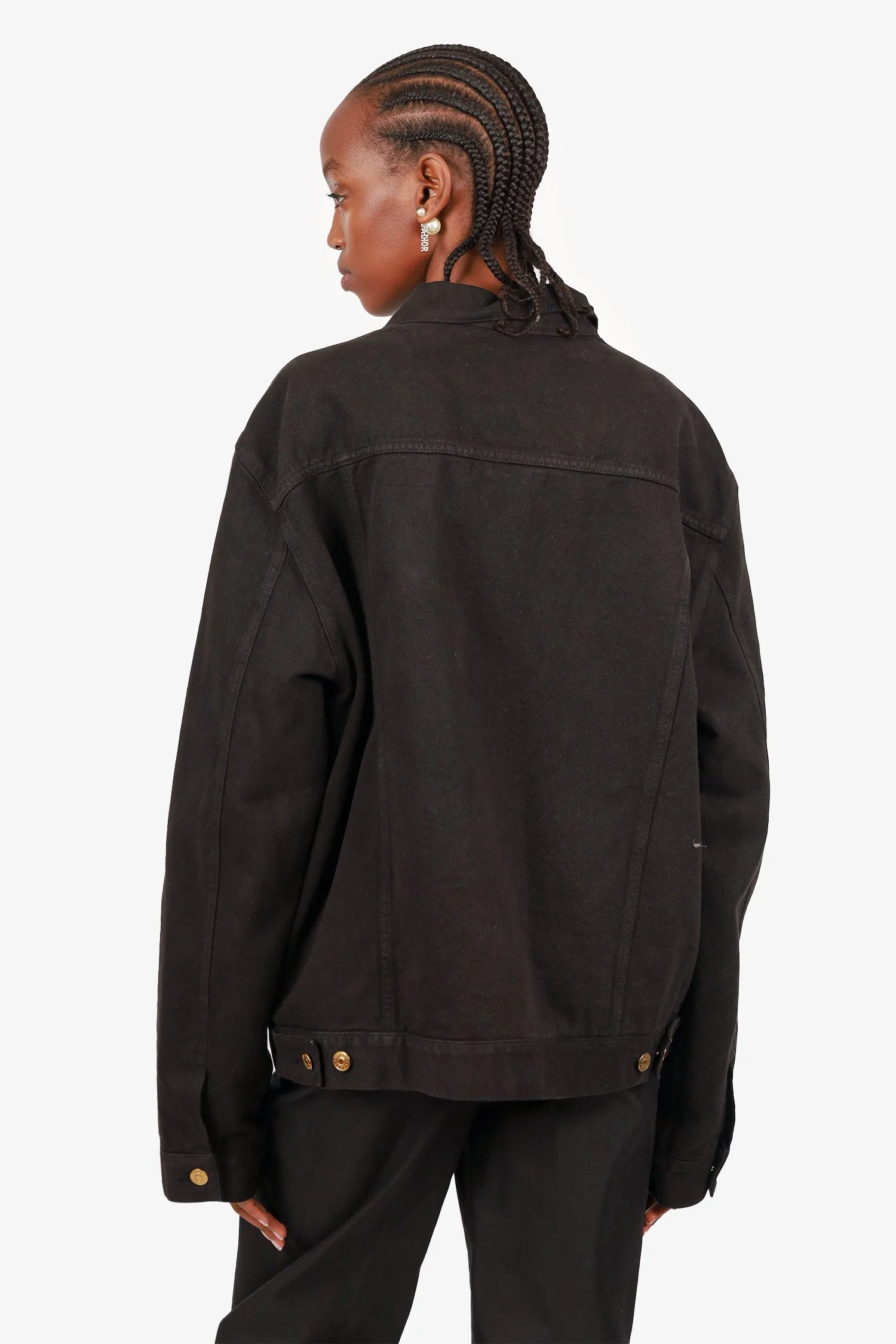 Gucci Black Washed/Dyed Denim 1955 Horsebit Jacket Size 56 Mens