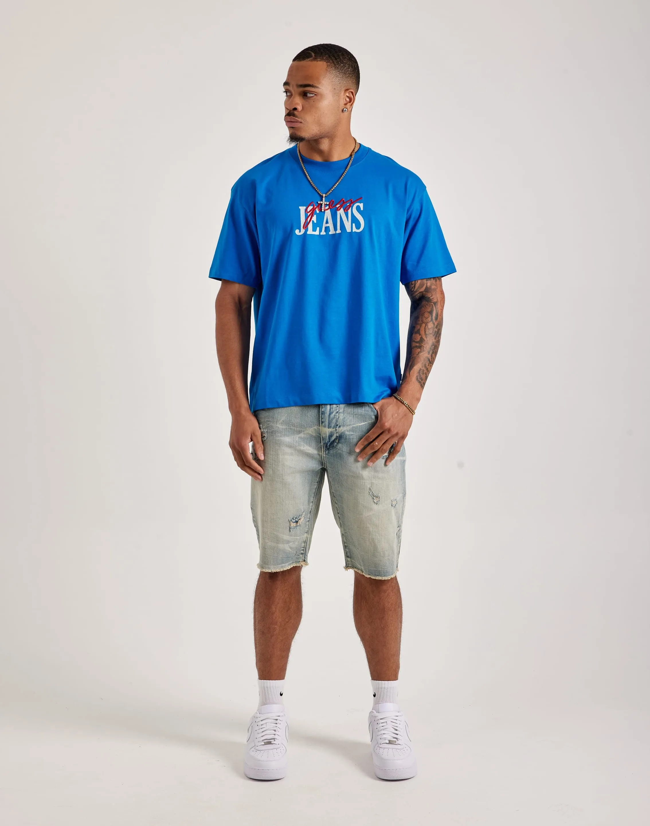 Guess Embroidered Jeans Logo Tee
