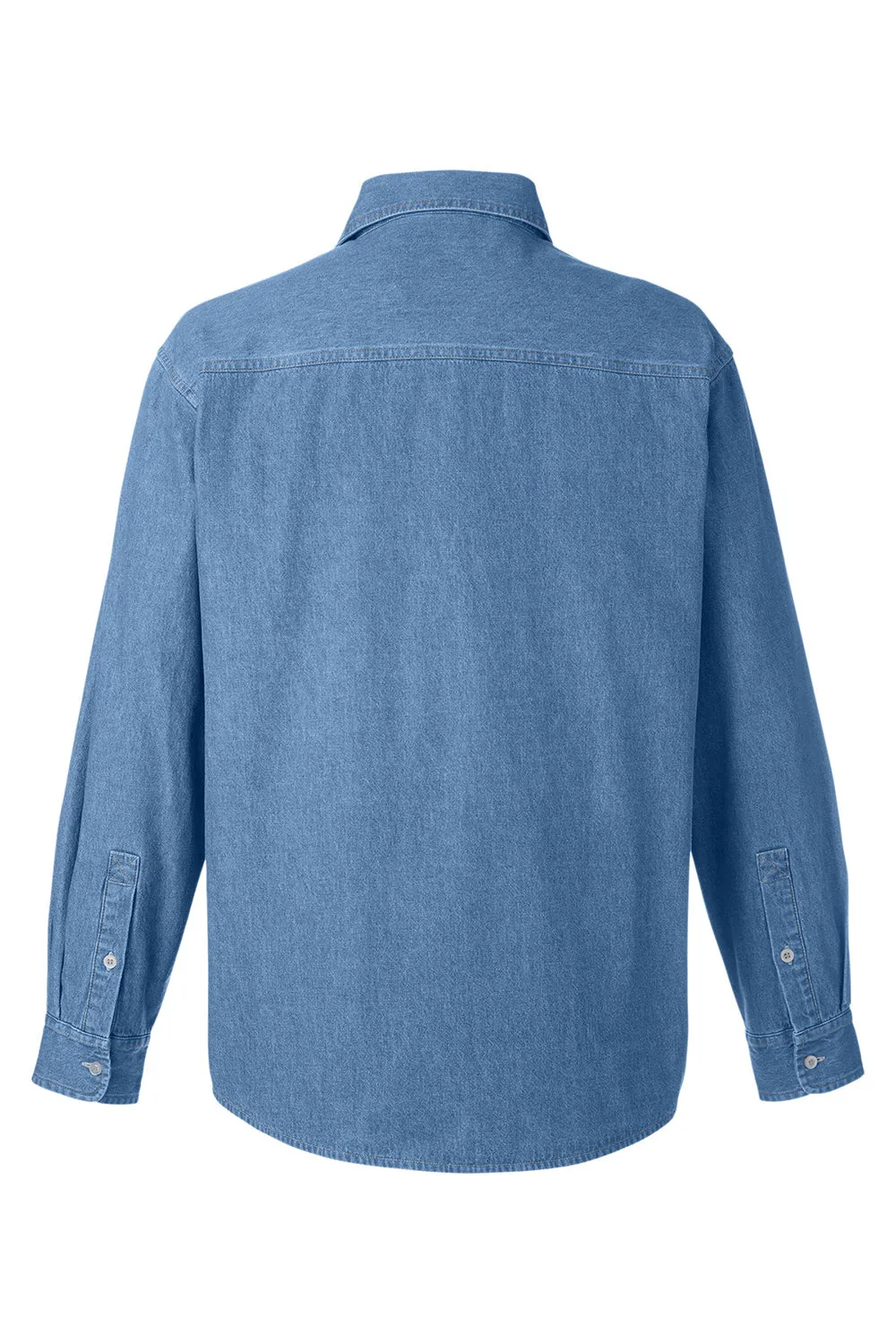 Harriton Mens Button Down Denim Shirt Jacket - Light Denim Blue