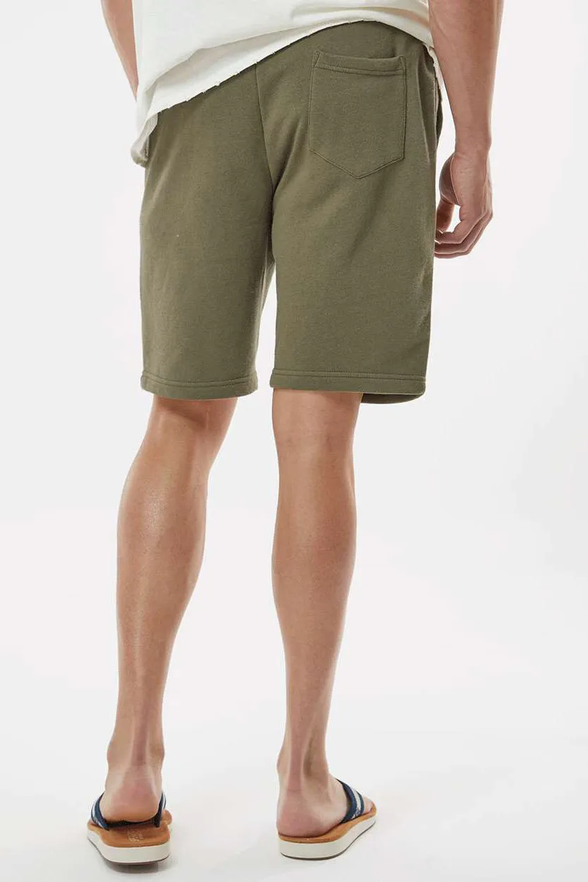 Independent Trading Company Mens Fleece Shorts w/ Pockets - Army Green