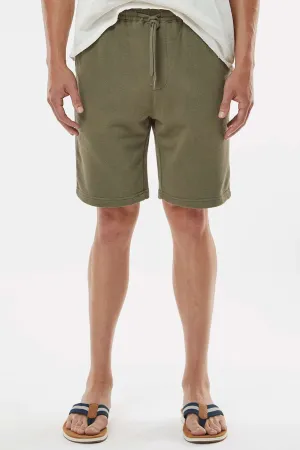 Independent Trading Company Mens Fleece Shorts w/ Pockets - Army Green