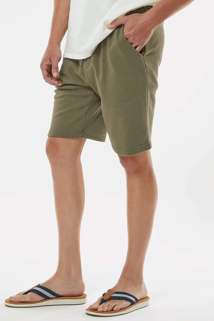 Independent Trading Company Mens Fleece Shorts w/ Pockets - Army Green