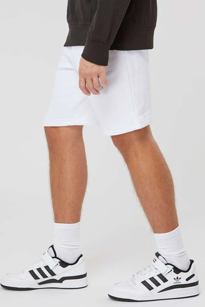 Independent Trading Company Mens Fleece Shorts w/ Pockets - White