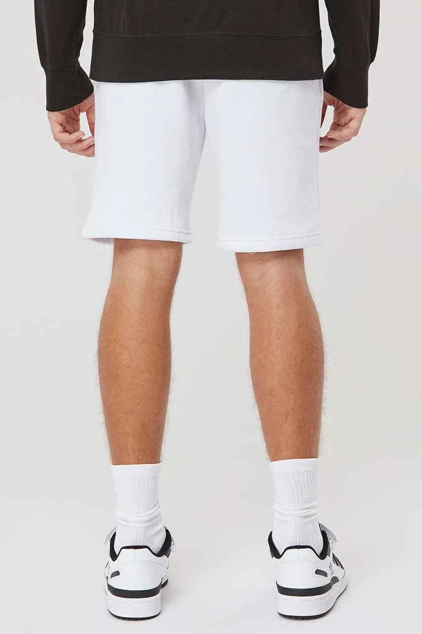 Independent Trading Company Mens Fleece Shorts w/ Pockets - White