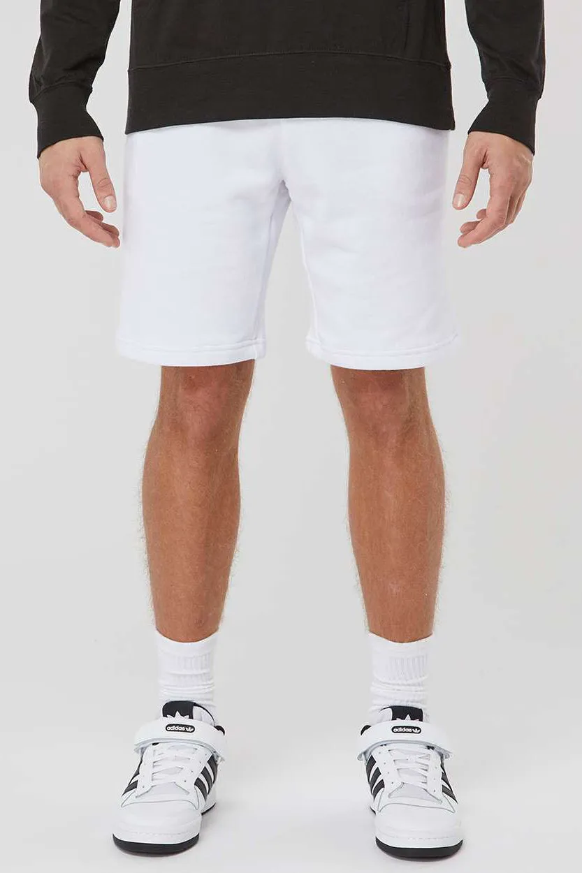 Independent Trading Company Mens Fleece Shorts w/ Pockets - White