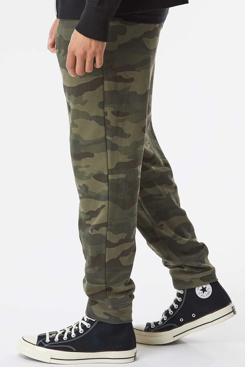Independent Trading Company Mens Fleece Sweatpants w/ Pockets - Forest Green Camo