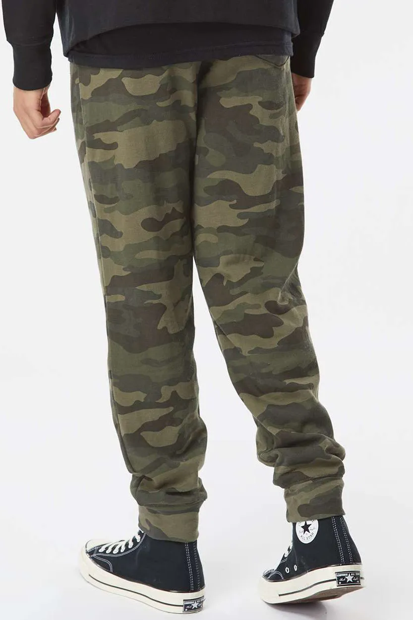 Independent Trading Company Mens Fleece Sweatpants w/ Pockets - Forest Green Camo