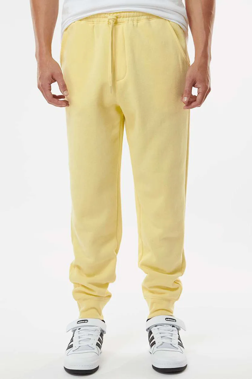 Independent Trading Company Mens Fleece Sweatpants w/ Pockets - Light Yellow