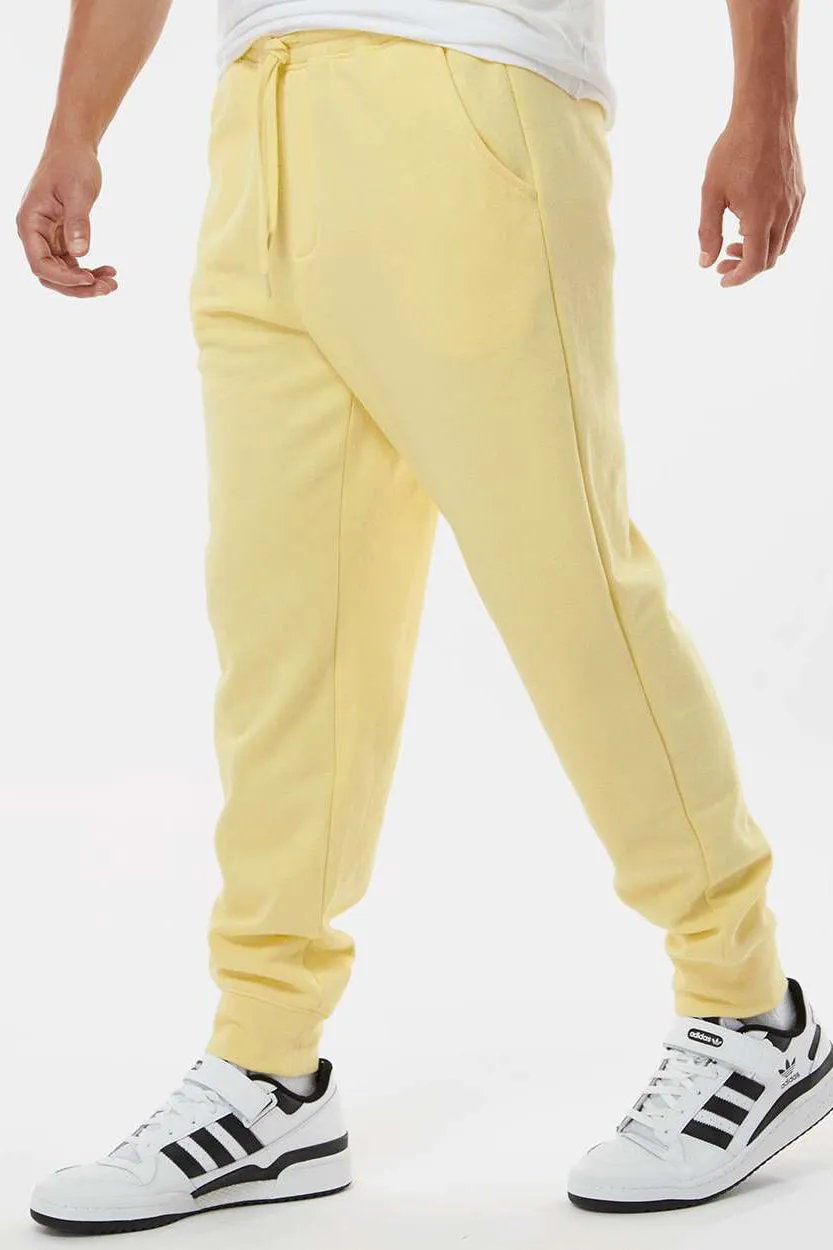 Independent Trading Company Mens Fleece Sweatpants w/ Pockets - Light Yellow