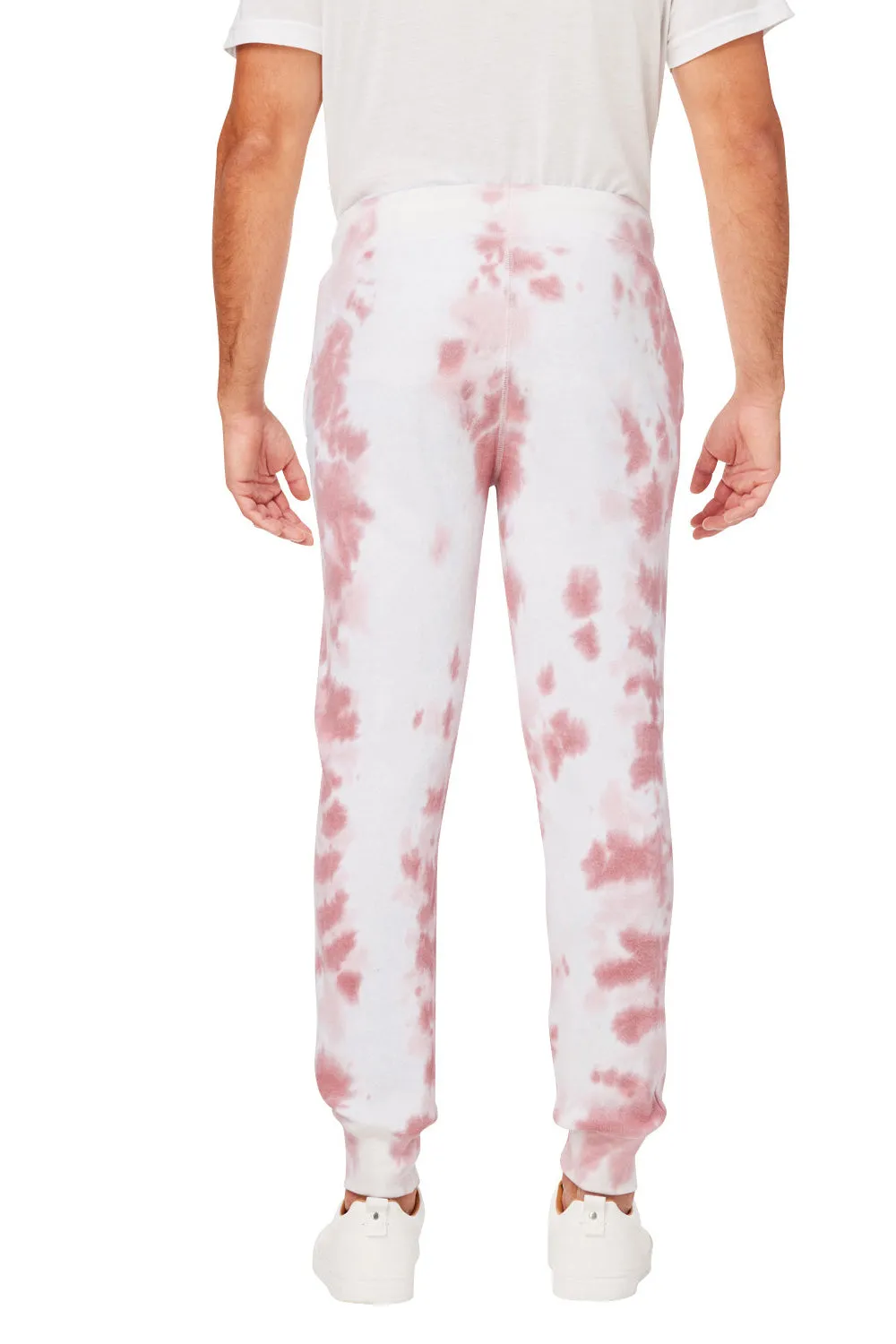 J America Mens Tie-Dye Fleece Jogger Sweatpants w/ Pockets - Dusty Rose