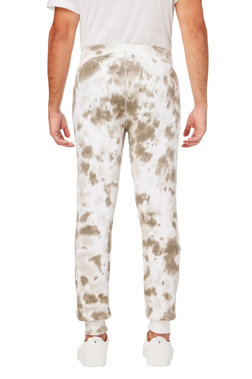J America Mens Tie-Dye Fleece Jogger Sweatpants w/ Pockets - Olive