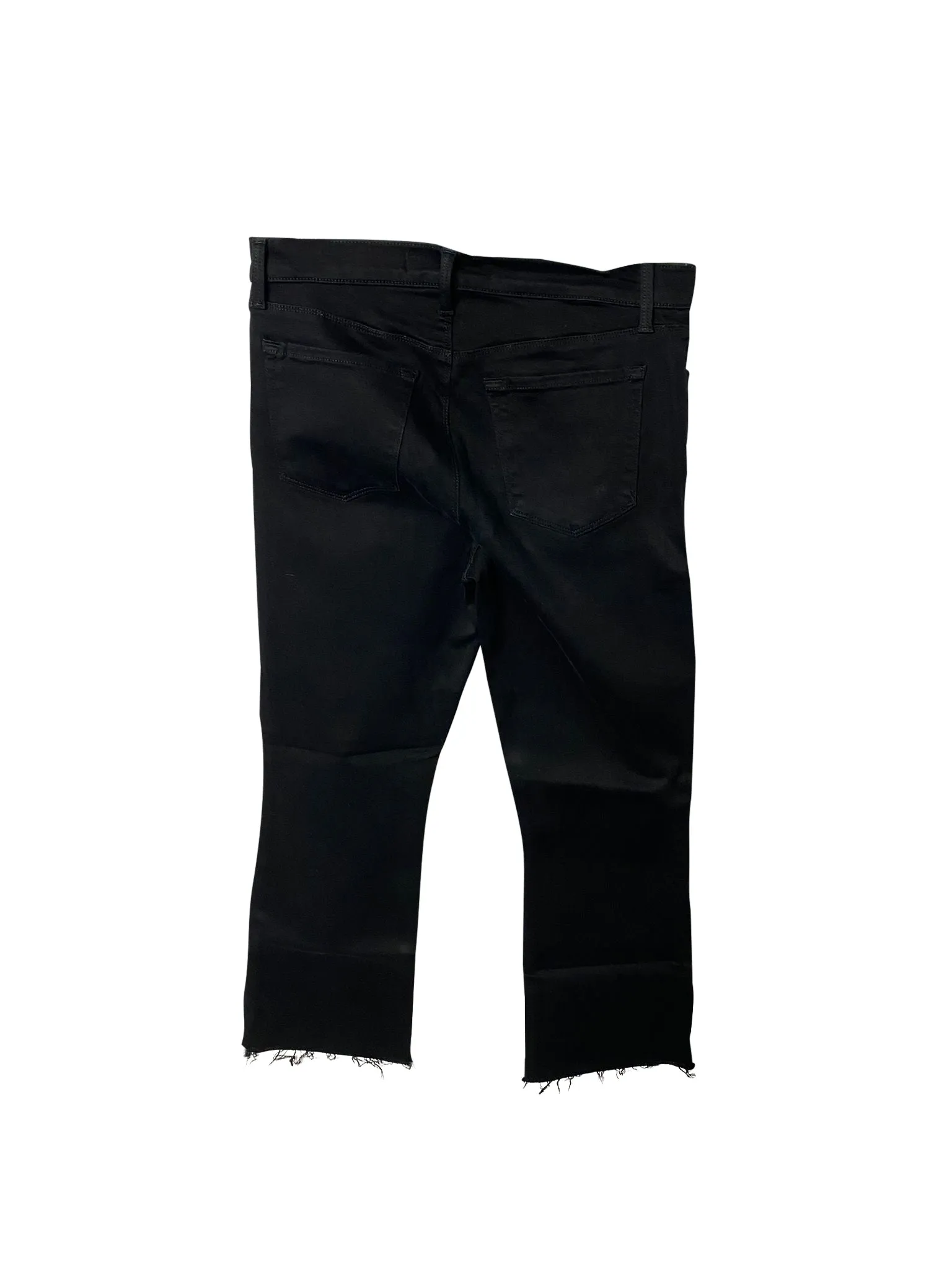 J Brand Selena Mid Rise Raw Hem Crop Jeans in Black Cotton