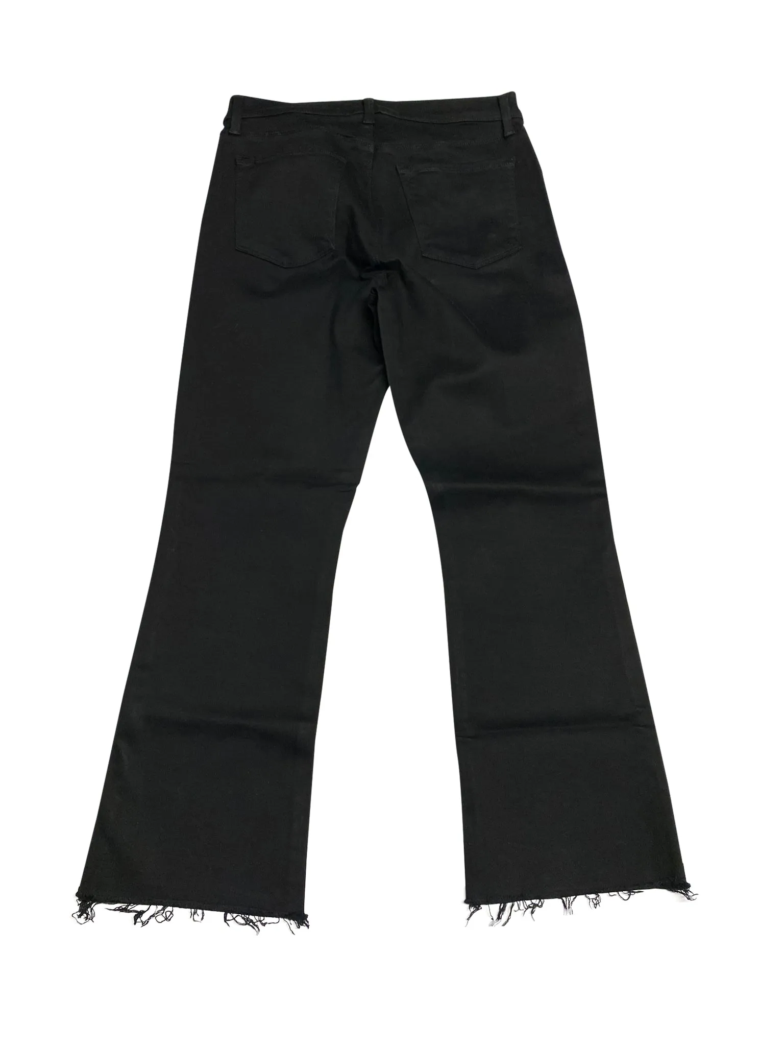 J Brand Selena Mid Rise Raw Hem Crop Jeans in Black Cotton