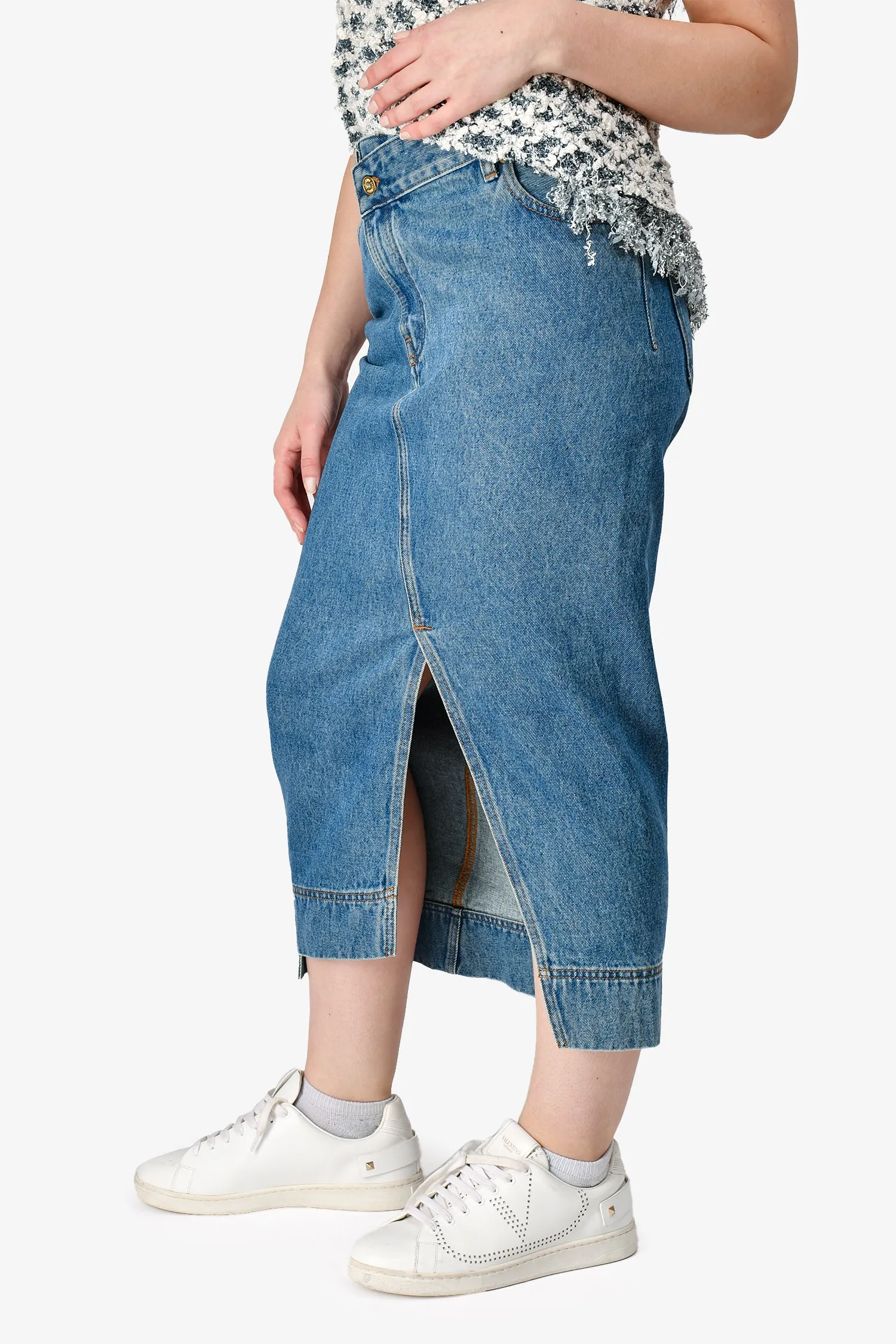 Jacquemus Blue La Casa 'La Jupe de-Nîmes' Denim Midi Skirt Size 28
