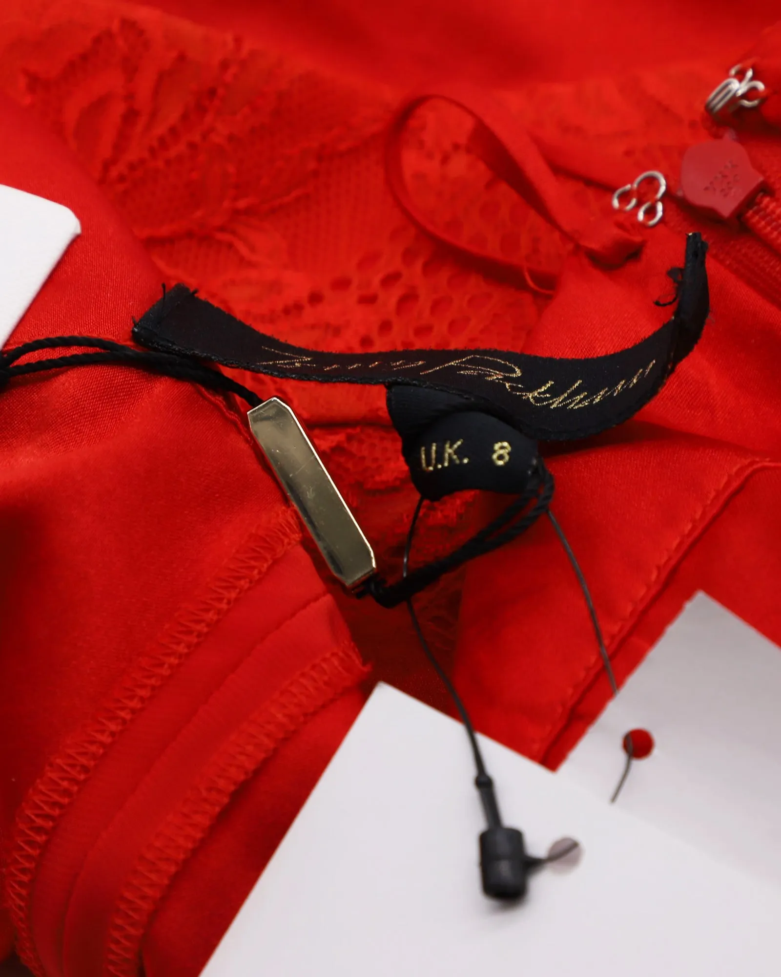 Jenny Packham Embellished Shorts in Red Lace