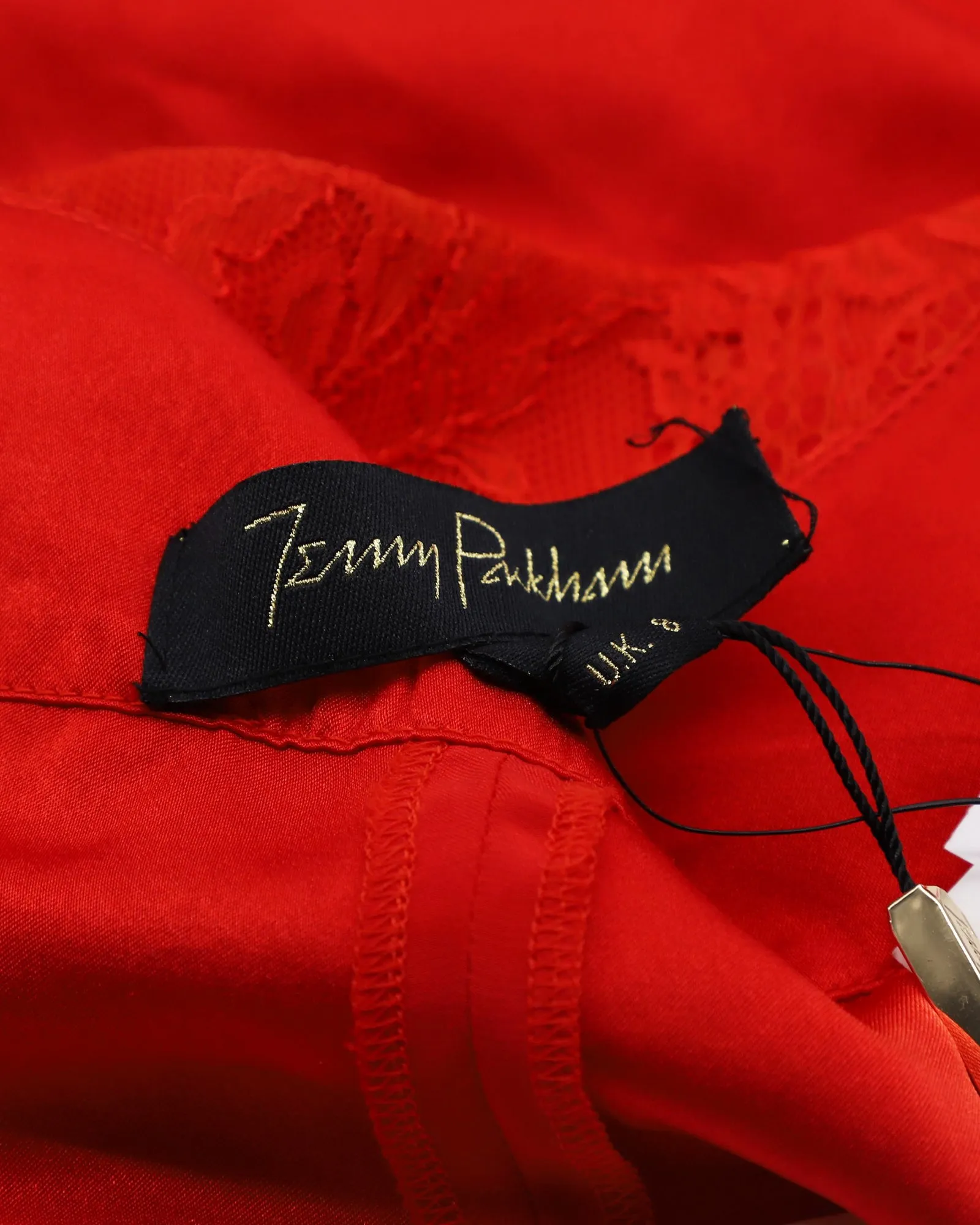 Jenny Packham Embellished Shorts in Red Lace