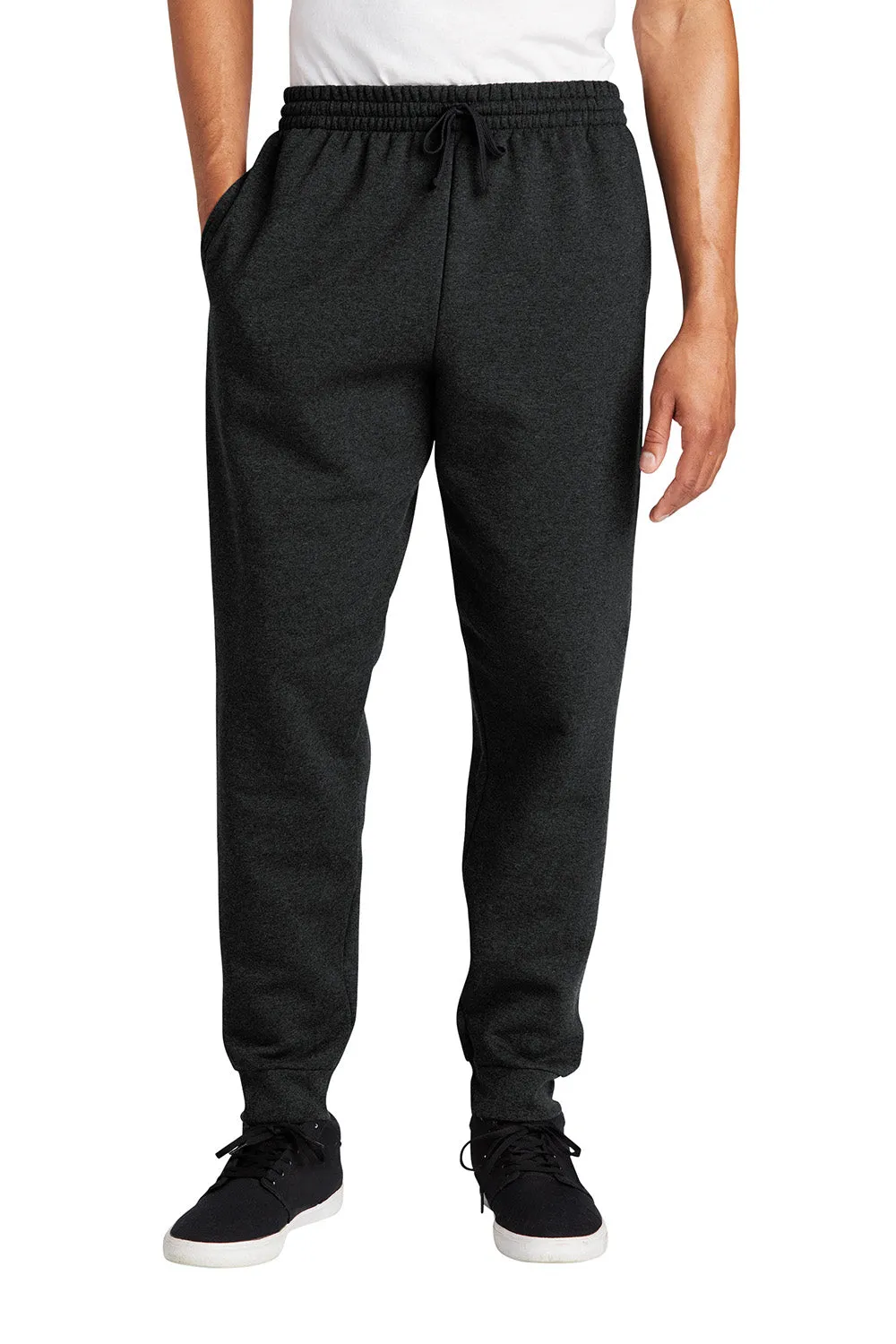 Jerzees Mens NuBlend Fleece Jogger Sweatpants w/ Pockets - Heather Black/Black