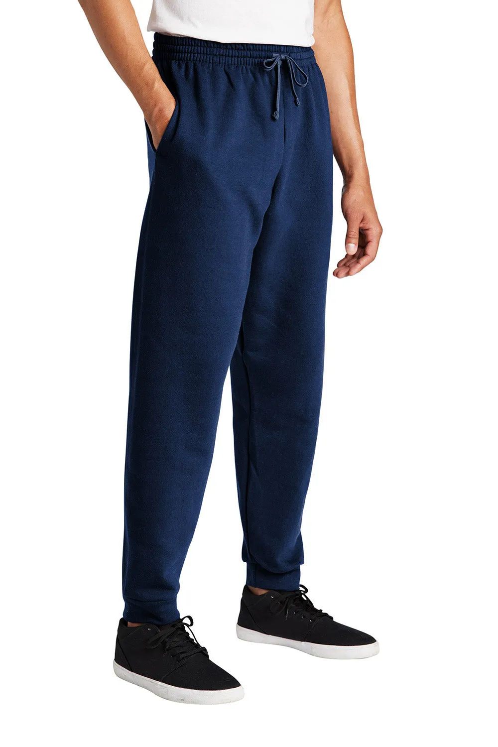 Jerzees Mens NuBlend Fleece Jogger Sweatpants w/ Pockets - Navy Blue/Charcoal Grey