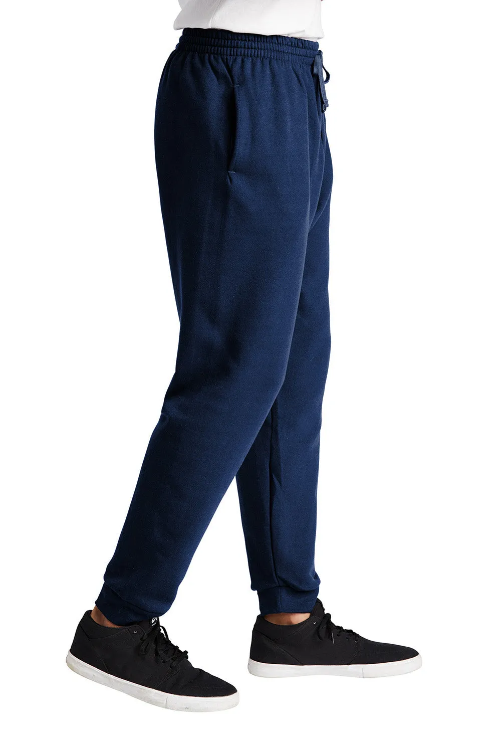 Jerzees Mens NuBlend Fleece Jogger Sweatpants w/ Pockets - Navy Blue/Charcoal Grey