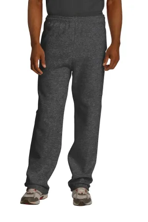 Jerzees Mens NuBlend Pill Resistant Fleece Open Bottom Sweatpants w/ Pockets - Heather Black
