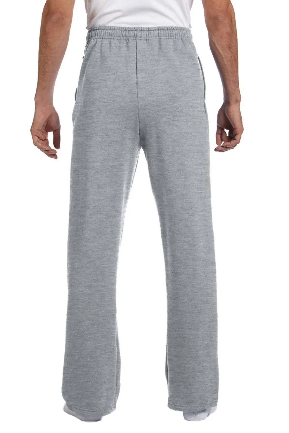 Jerzees Mens NuBlend Pill Resistant Fleece Open Bottom Sweatpants w/ Pockets - Heather Grey