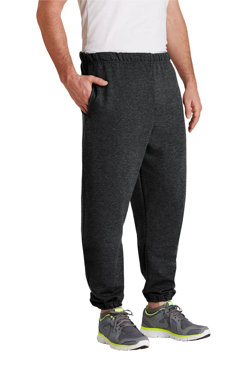 Jerzees Mens Super Sweats NuBlend Pill Resistant Fleece Sweatpants w/ Pockets - Heather Black