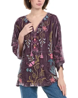 Johnny Was Velvet Kaftan Silk-Blend Blouse
