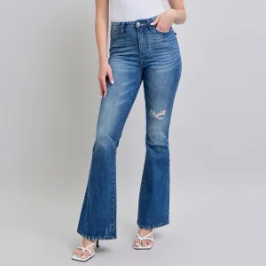 Judy Blue Women's Contrast Wash Destroy Flare Jeans