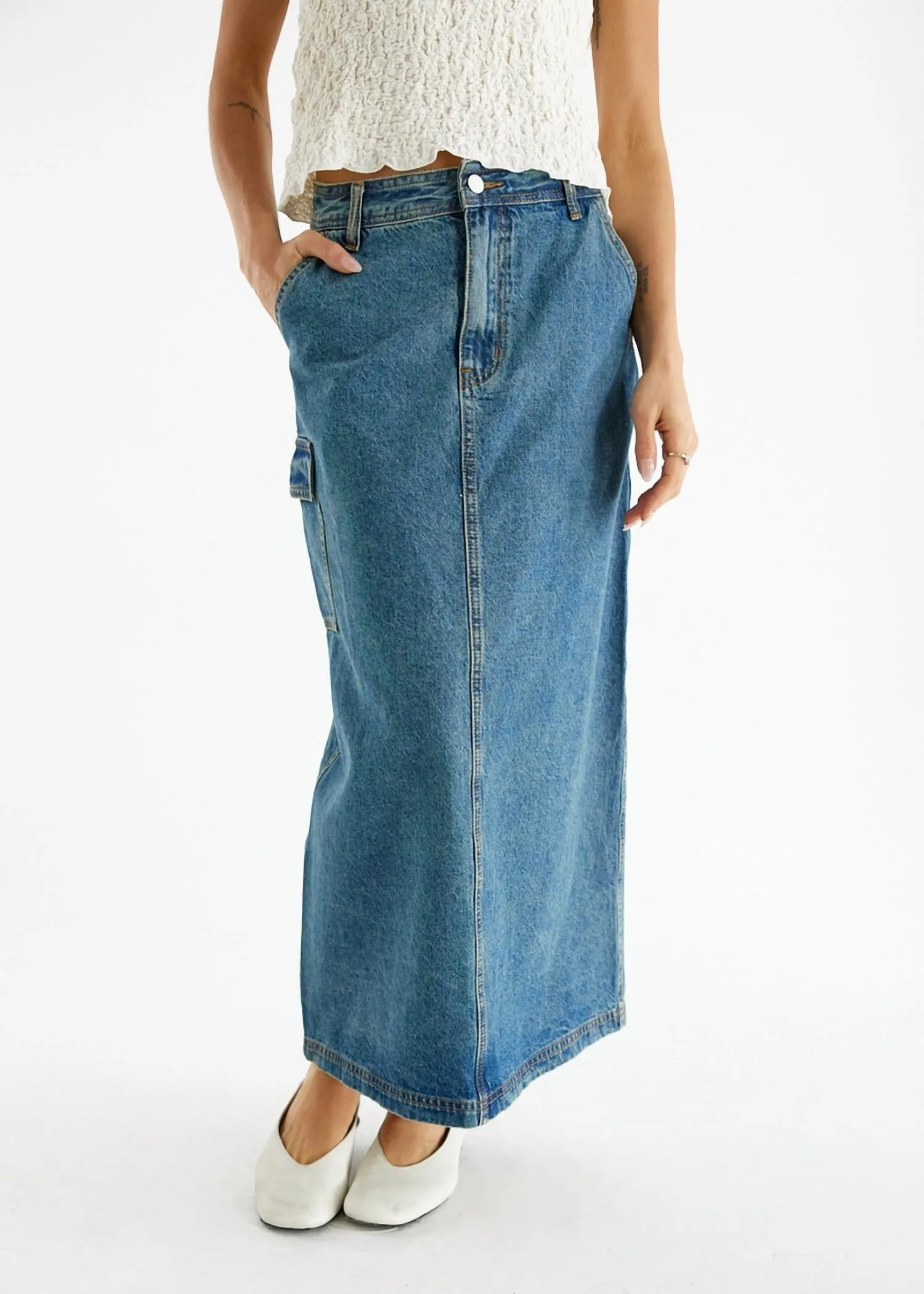Jules Denim Maxi Skirt In Blue