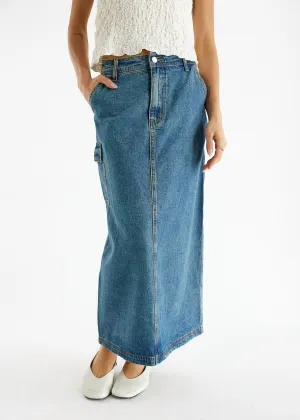 Jules Denim Maxi Skirt In Blue