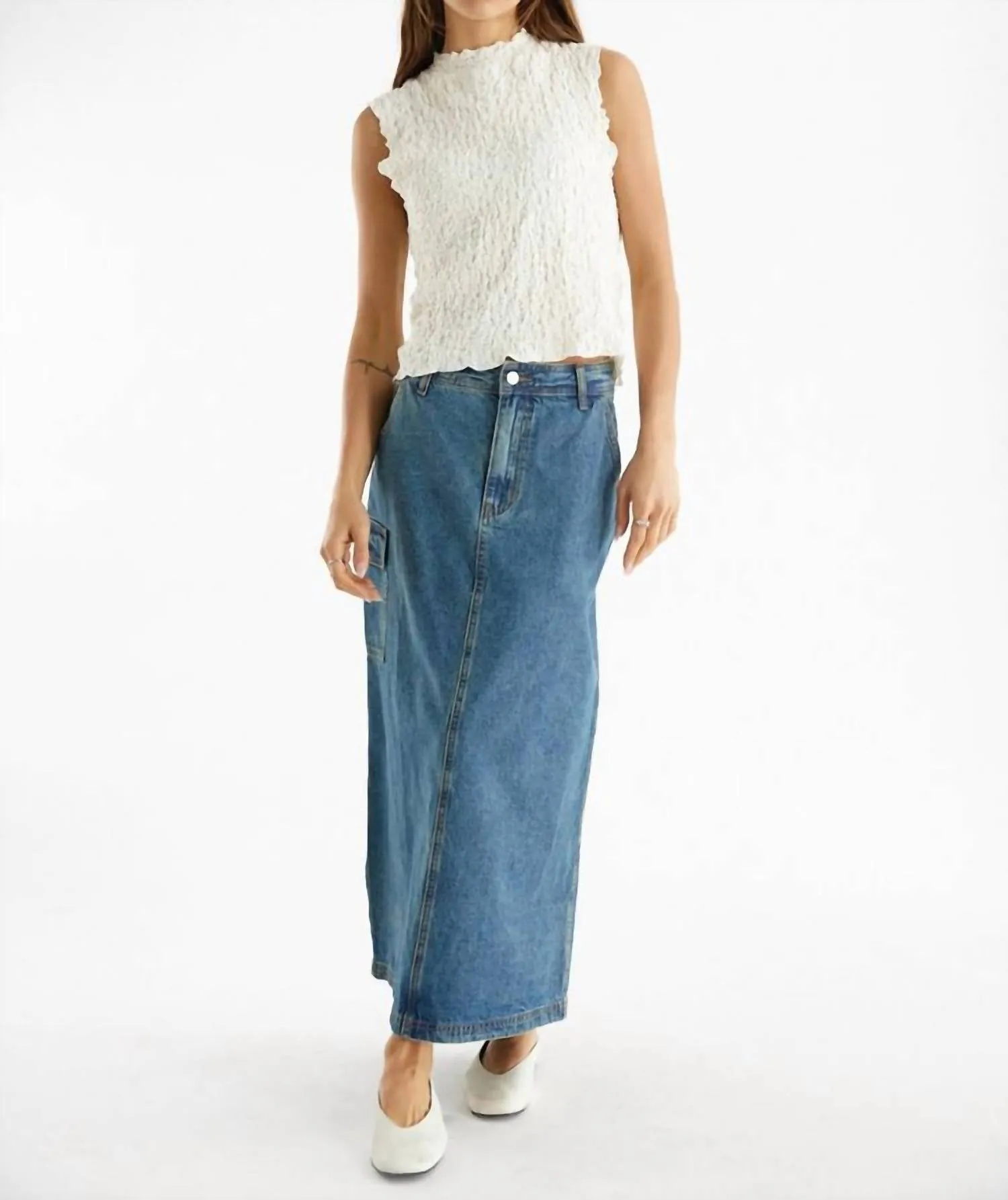 Jules Denim Maxi Skirt In Blue