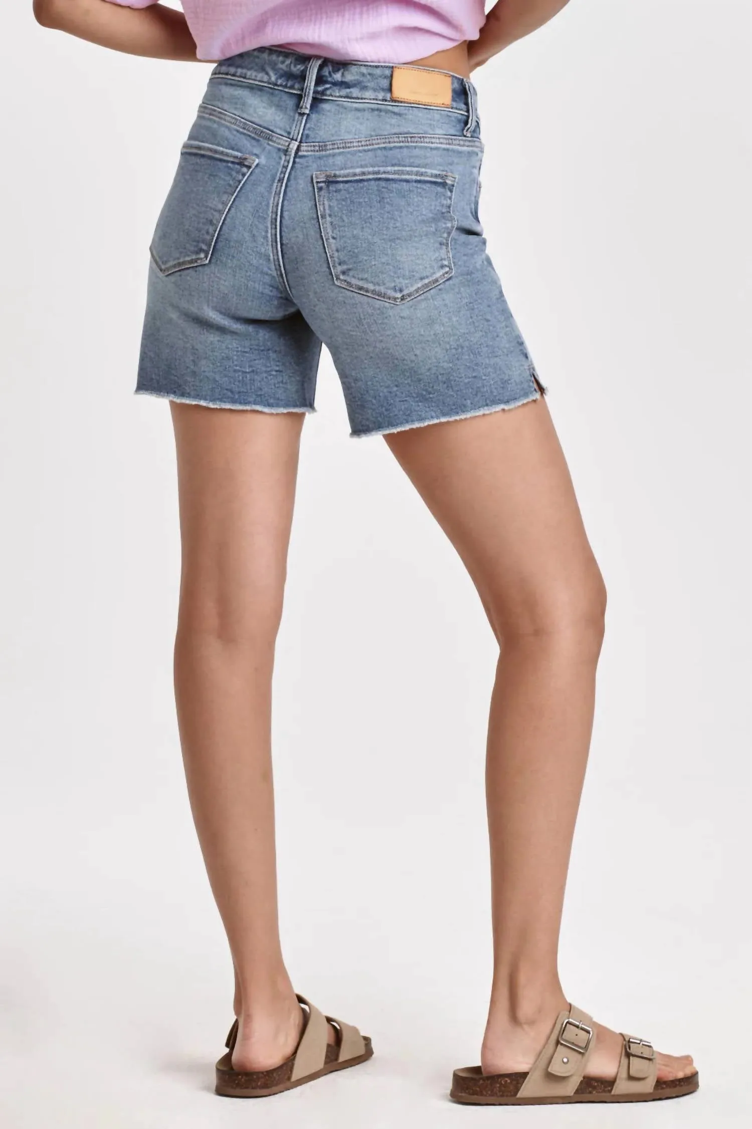 Julian Bellport High Rise Shorts In Medium Wash