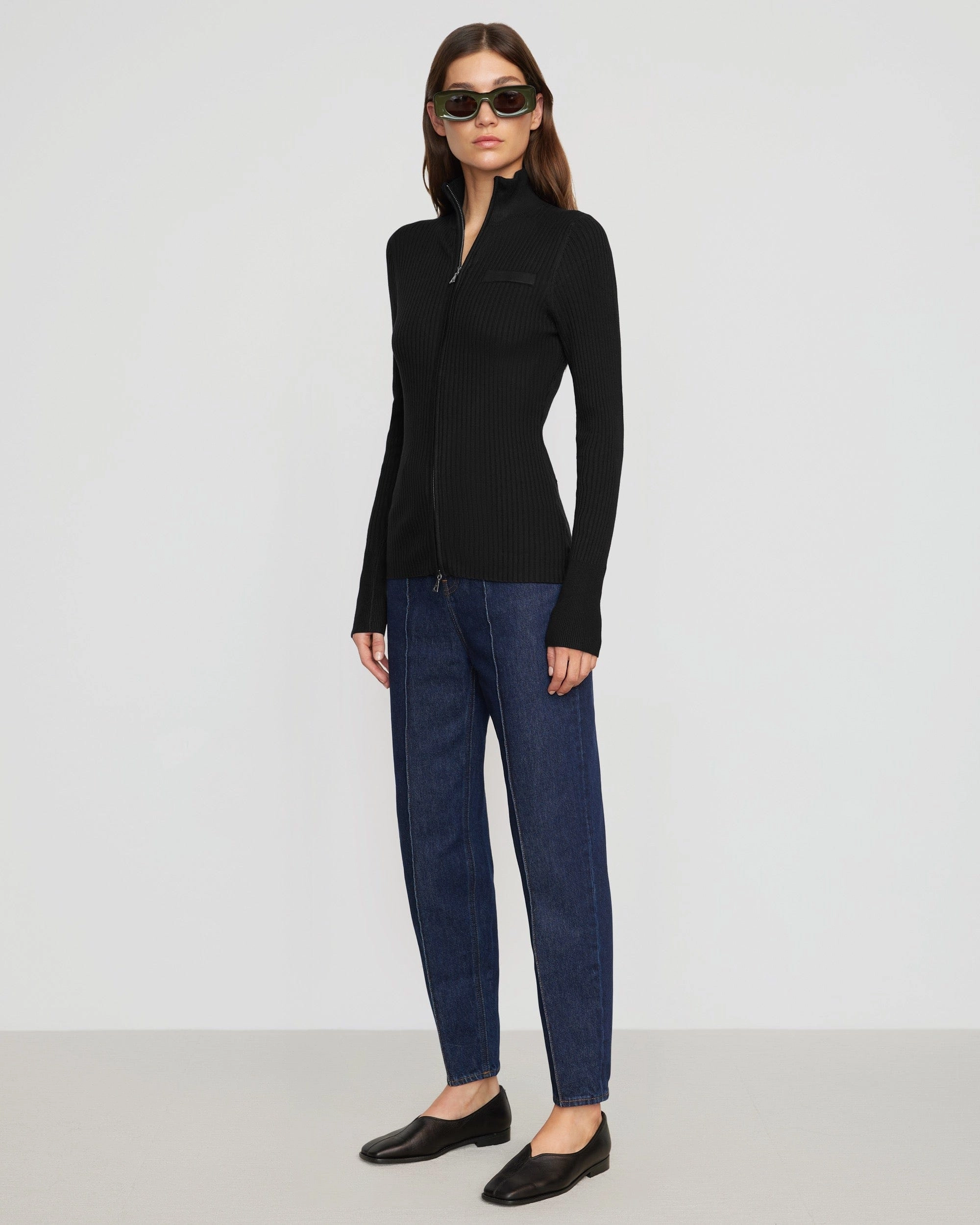 Kaine Ribbed Two-Way Zip Sweater