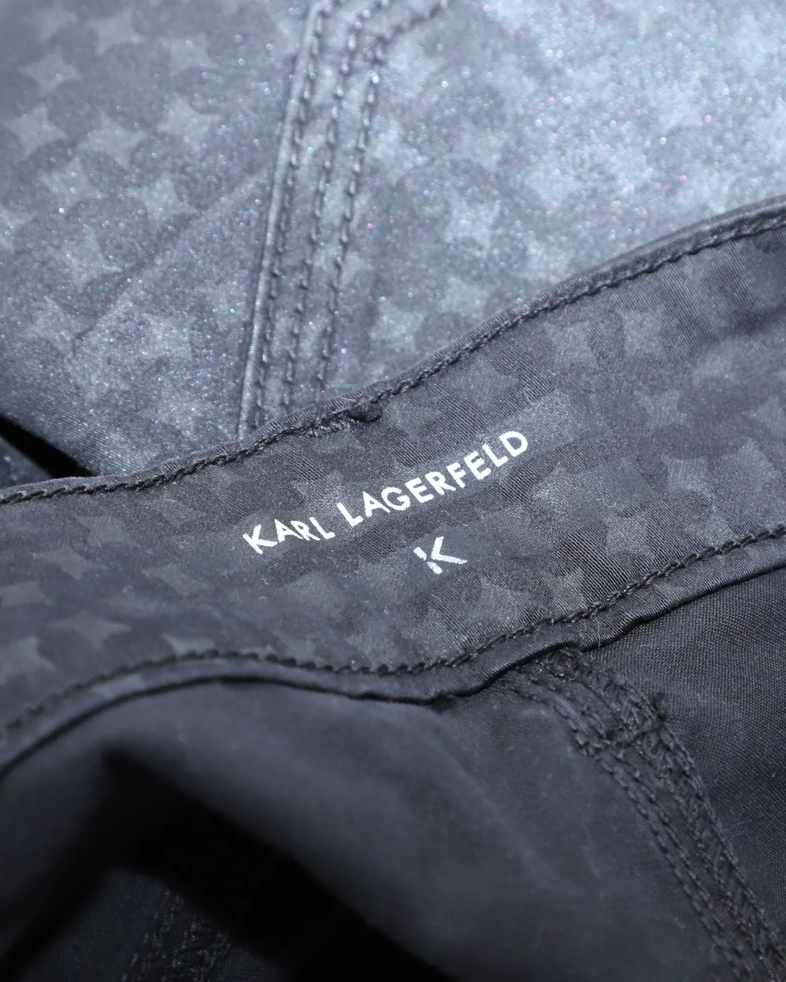 Karl Lagerfeld Stars Print Metallic Jeans in Black Cotton