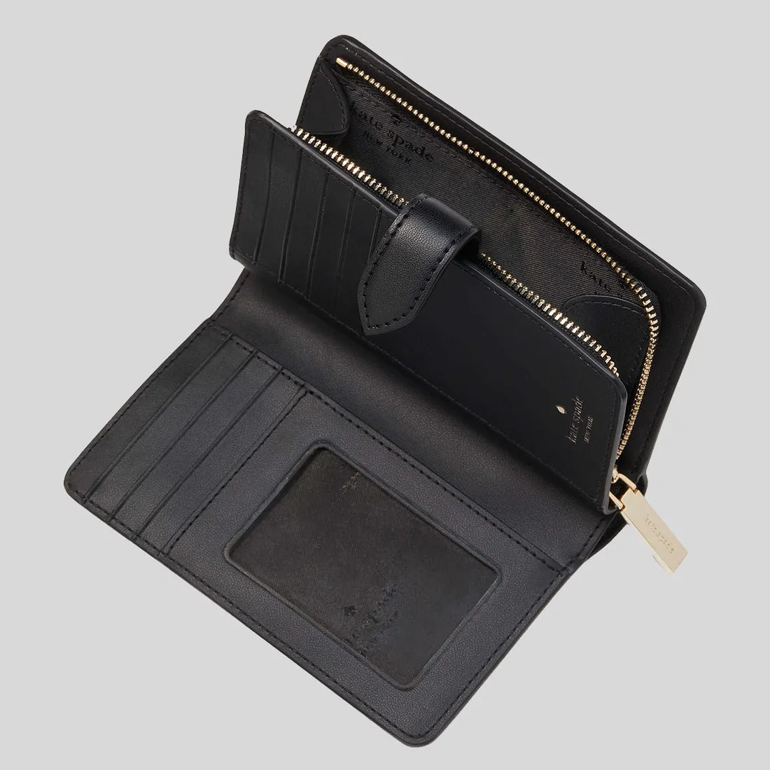 Kate Spade Bags KATE SPADE Spade Flower PVC Medium Compact Bifold Wallet Black Multi KG488
