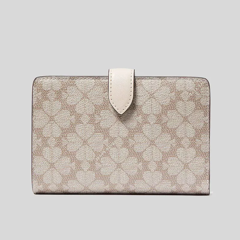 Kate Spade Bags KATE SPADE Spade Flower PVC Medium Compact Bifold Wallet Dark Beige Multi KG488
