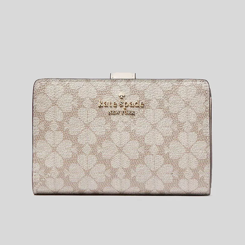 Kate Spade Bags KATE SPADE Spade Flower PVC Medium Compact Bifold Wallet Dark Beige Multi KG488