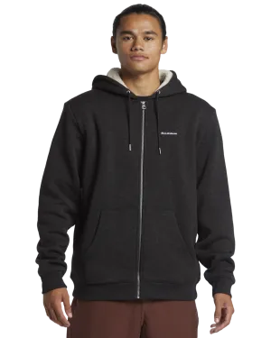 Keller Zip Sherpa Hooded Jacket in Black Heather