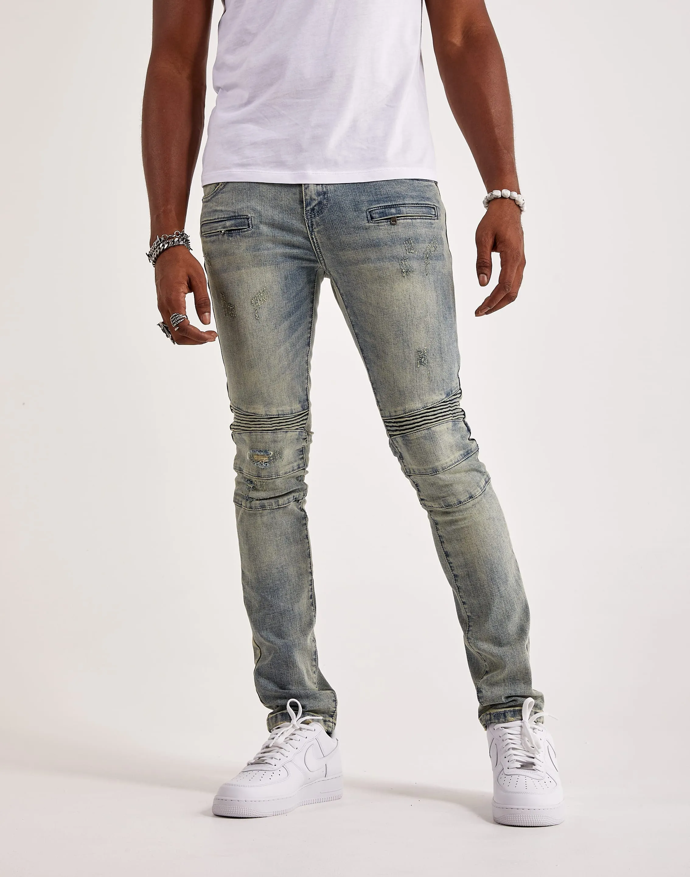 Kilogram Ripped Moto Jeans