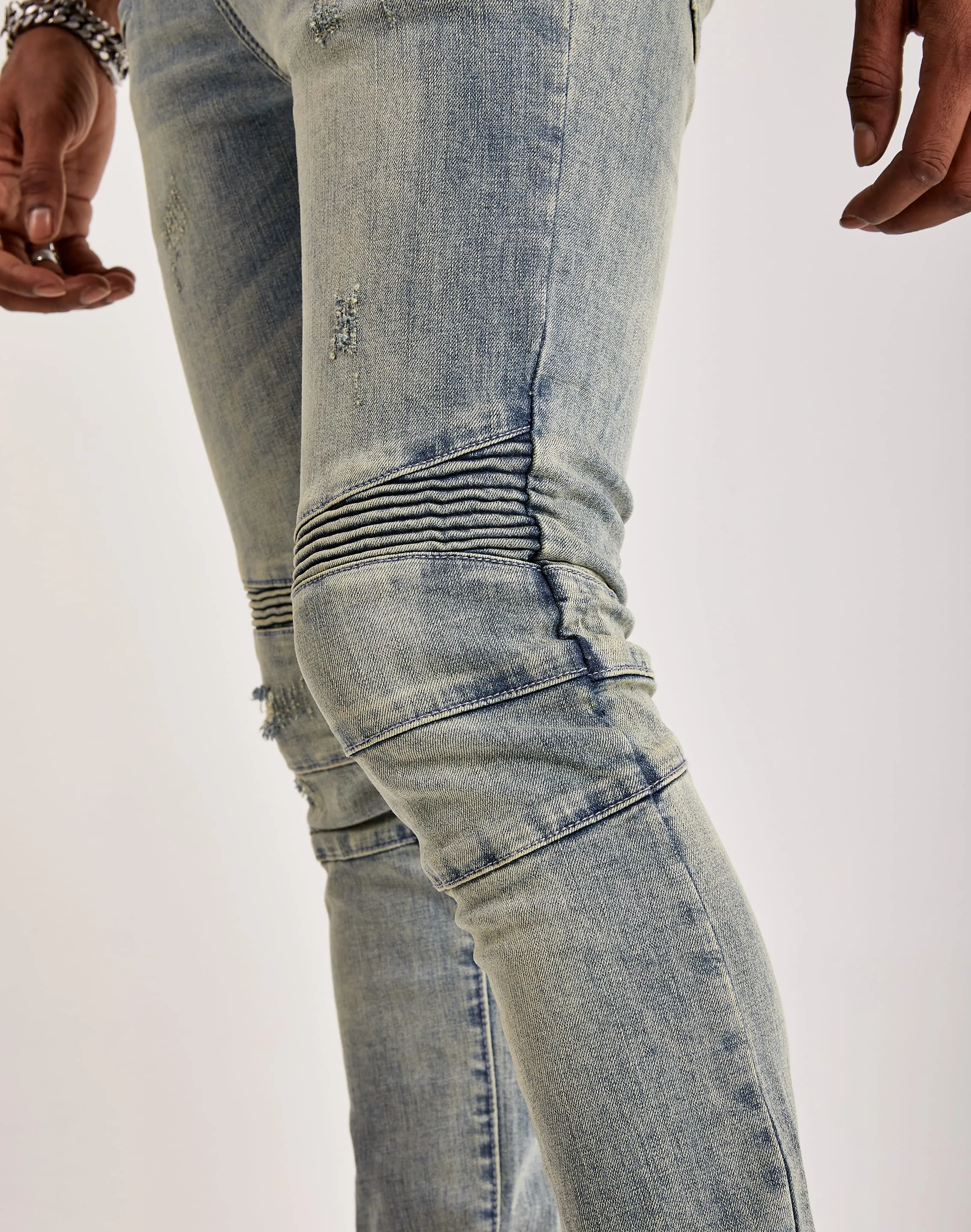 Kilogram Ripped Moto Jeans