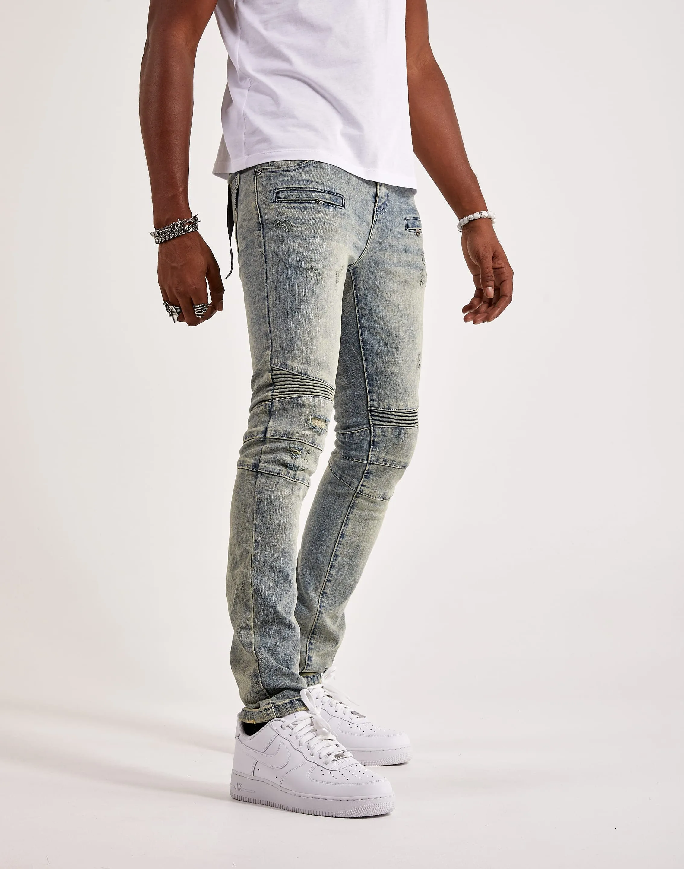 Kilogram Ripped Moto Jeans