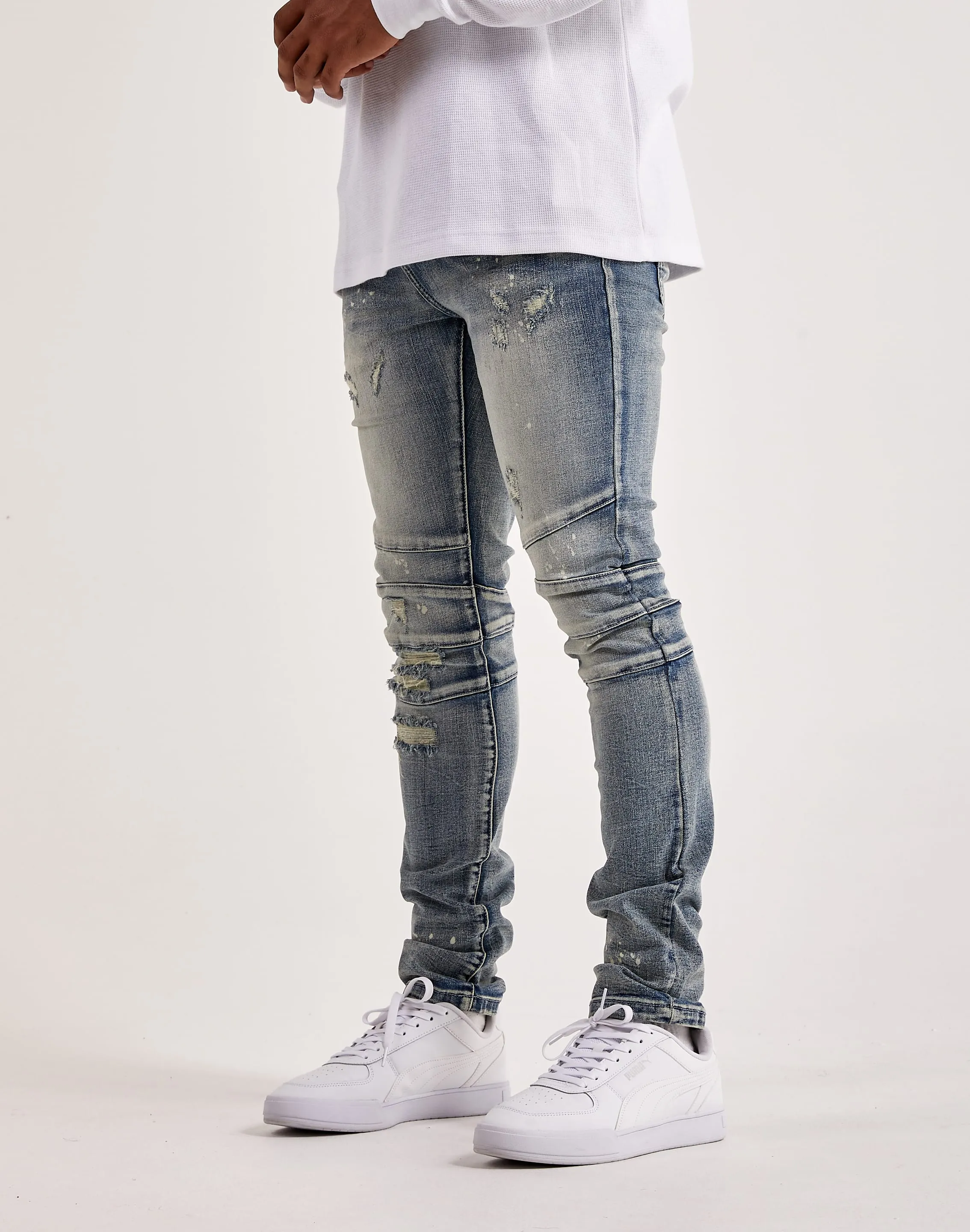 Kilogram Ripped Moto Jeans